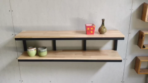 ชั้นวางติดผนัง ชั้นวางของตกแต่งบ้าน ตกแต่งร้าน ชั้นโชว์ของน่ารักๆ โครงเหล็ก 1 นิ้ว ไม้พารา 15 มม. งานเชื่อมสำเร็จ MT108