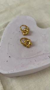 ต่างหูสแตนเลสแท้ สไตล์มินิมอล Minimal แบบห่วงน่ารัก รุ่น Flower Earrings Givemethat