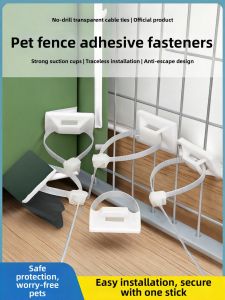 Transparent Strap Pet Fence Fixing Clip Adhesive Mount Suction Cup Iron Net Fixing
