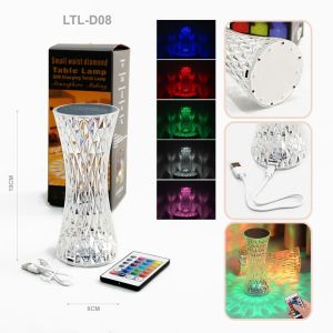 Lampu Meja Cristal Diamond Rose Light Table Lamp 16 Warna RGB Touch & Remote
