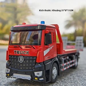 Mô Hình Xe Bơm Bê Tông Tải Trọng 1:24 Chất Liệu Hợp Kim Đúc Có Đèn Và Nhạc Đồ Chơi Xe Tải Thùng Phẳng Quà Tặng Cho Bé Trai