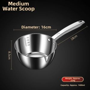 BAICHANG | 304 Stainless Steel Long Handle Water Scoop Food Grade