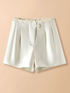 XUEFULING | Chinoiserie Design Womens A-Line Shorts Earloop & Toggle Accents High-Waist
