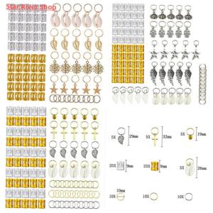 80/90/100pcs Metal African Hair Rings Beads Cuffs Tubes Char