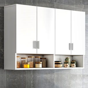 Modern Minimalist Wall-Mounted Kitchen Storage Cabinet Spice Rack Concealing Shelf Organizer Two-To Three-Layer Drill-In Installation