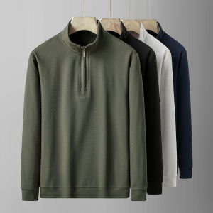 Sweatshirt Male Street Wear Y2k Clothes Mens Long Sleeve Stand Collar Quarter Zip Lightweight Autumn Breathable Athletic Fashion