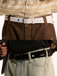 JNXS | Smooth Faux Horsehair Crystal Embedded Belt with Elegant Metal Logo