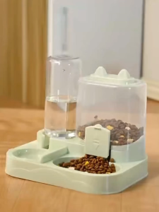 2 IN 1Automatic Pet Dog Cat Food Water Dispenser 1.7L Capacity Pet Self Feeder Food Bowls Set for Dog Kitty