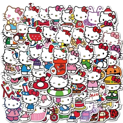 Set 10/30/50 sticker miếng dán Hello Kitty mèo kitty dán nón mũ bảo hiểm laptop vali sổ tay đàn guitar