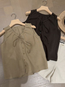 Shalldoer | Fashionable Korean Style V-neck Sleeveless Shirt Womens Summer New Arrival Elegant Versatile Top Casual Straight Cut Garment