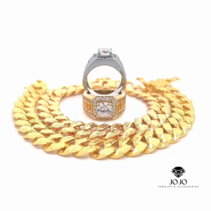 N1212-L24K07 COMBO 1 Lắc 1 Nhẫn nam mạ vàng đính đá CZ JOJO