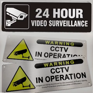Self-adhesive Aluminum Alloy CCTV Signage Warning Board Video Surveillance Metal Warning Signs