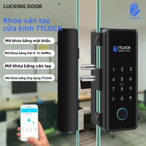 Khóa Cửa Kính Thông Minh Điều Khiển Bluetooth Ứng Dụng TTLOCK Sinh Trắc Học Vân Tay Mật Khẩu Điện Tử 1356 MHz Mở Khóa RFID Cho Cửa Thép/gỗ