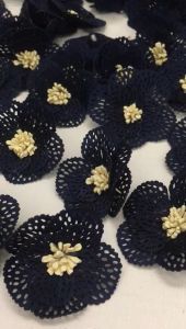 0382_1pcs 4.5cm Polyster Fabric Flower Navy Blue Patches for Sew Glue DIY Craft Fashion Wedding Applique