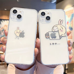Creative Silicone Transparent Couple Phone Cases for  15Pro Max 13 14Plus New 12Mini Chiikawa 11 Soft 8P XR 7 6