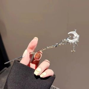 ตุ๊กตาเซเลอร์มูนรูปดาวมูนสโตนสไตล์วินเทจสำหรับผู้หญิงปิ่นปักผมสไตล์จีนมีพู่ประดับปิ่นปักผมเครื่องประดับผมตะเกียบ