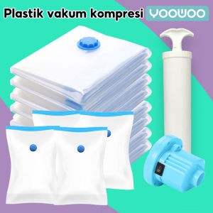 plastik kompresi vakum / plastik penyimpanan selimut / pouch perjalanan / plastik penyimpanan Kantong Penyimpanan Pakaian Ramah Lingkungan Desain Ritsleting Ganda Kedap Udara - Lazada