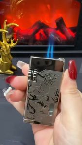 Bật lửa khắc rồng 2 tia khò Jobon