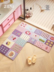 ZHIBAIJIA | Thảm Tắm Hình L Dễ Thương Chống Trượt Thấm Nước Khô Nhanh