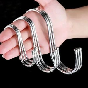 Multipurpose Stainless Steel S Hooks Silver Heavy Duty Hangers for Home Kitchen Bathroom to Organize Clothes Bags Towels