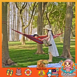 BIBISWIM Hammock Outdoor Camping Canvas Fabric Striped Tree Swing Chair Hanging Bed Gantung Tidur
