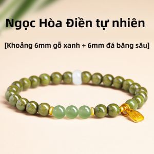 HONGLIANGYUAN | Vòng Tay Hạt Đá San hô Xanh Thiên Nhiên & Ngọc Hetian