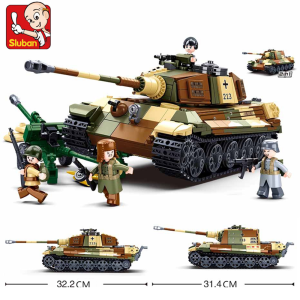Sluban | Military Challenger Leopard Panther Heavy Main Battle Tank Soldier Building Blocks Plastic Model Bricks Army Toys for Children