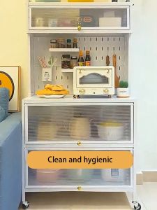 SWG Adjustable Aluminum Multi-Layer Kitchen Storage Organizer with Pull-Out Drawers & Casters