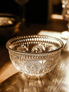 Jujiajia Internet Celebrity Clear Glass Bowl High Temperature Resistant For Home Fruit Salad Birds Nest Dessert Tableware Sugar Water Gold-Edged Bowl