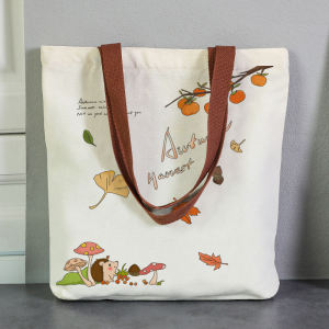 กระเป๋าผ้าใบแบบถือได้สำหรับนักเรียนหญิง ฤดูใบไม้ผลิและฤดูใบไม้ร่วง กระเป๋าผ้าใบแฟชั่นอเนกประสงค์แบบลำลอง กระเป๋าถือผ้าใบ