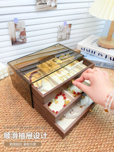 กล่องเครื่องประดับไม้walnut ชั้นวางเครื่องประดับแบบหลายชั้นพร้อมจี้ต่างหู ความจุขนาดใหญ่ หรูหรา กล่องเก็บของสำหรับเครื่องประดับที่หรูหรา