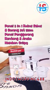 PANCI 3IN1 GORENG REBUS - DEEP FRYER GAGANG PANJANG & KUPING 2 - PANCI MIE STAINLESS - PANCI STEAMER MULTIFUNGSI