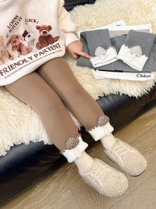 Fashionable Thickened Fleece Lined Autumn Winter New Style Girls Pants Warm Base Layer Trousers for Little Kids And Babies