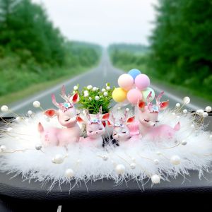 Set gia đình hươu hồng gồm 4 con hươu bố mẹ và hươu con - Trang trí Taplogóc làm việc bàn học mang lại may mắn