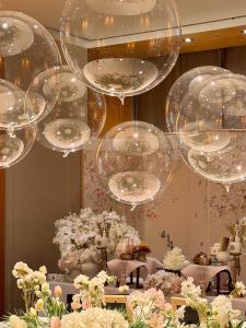 Transparent Crystal Ball Helium Balloon Floating in the Air for Hotel Restaurant Birthday Baby One Year Old Mooncake Drawing