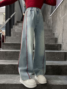 Spring Fashion Kids Jeans Girls Straight Leg Wide Leg Pants Middle And Large Children Casual Comfortable Denim Trousers