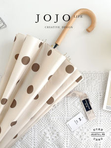 Gậy Chống Mưa Phong Cách Hồng Kông Dài Tay Cầm Cho Nữ Chống Gió Vân Da Chống Nước Vải Polyester Gậy Chống Nắng