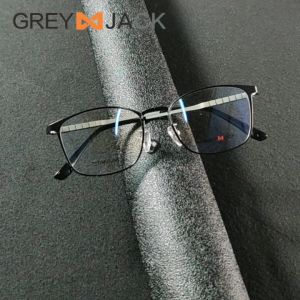 Grey Jack Frame Kacamata Bentuk Kotak Bahan Titanium Ringan Style Bisnis Lensa Bisa Minus 98300