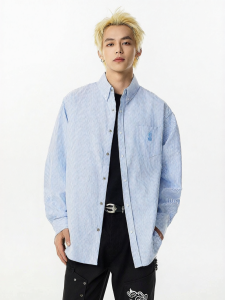 RickyisClown | Striped Long Sleeve Shirt for Couples Spring Autumn