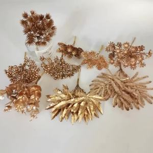 6Pcs Artificial Plants Gold Plastic Eucalyptus Leaves Home Decor Christmas Wreath Decorations Wedding Flower Arrangement Plant