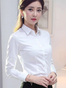 Womens Slim Fit White Shirt Short Sleeve Blue Workwear Formal White Blue Work Clothes Commute Style Regular Length Polyester Blend
