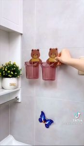 Cốc Gấu Đựng Bàn Chải Kem Đánh Răng Cốc Gấu Dán Tường Siêu Dính