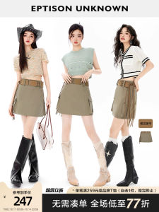 Eptison Retro American Style High Waist Short Skirt Womens Casual Workwear Mini Skirt City Commute Daily Leisure Skirt