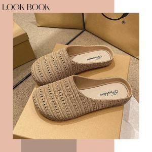 รองเท้าแบบสวมเดียวสไตล์ฝรั่งเศส นุ่มนวล ปิดหัว เซมิ เหมาะสวมกลางแจ้ง เรียบง่าย ใช้งานหลายแบบ พื้นนุ่ม