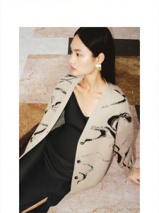 Vero Moda | Áo Khoác Len Thêu Elegent cho Nữ Thiết kế Vai Rơi