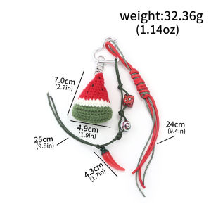 Sweet Delicious Handmade Woven Watermelon Bag Charm Cute Beaded Fruit Pendant for Women Men Backpack Handbag Accessory Gift