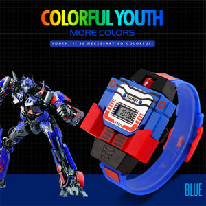 SKMEI Fashion Kids Digital Watches LED Children Watch Date Cartoon Sports Watches Robot Transformation Toys Boys Wristwatches