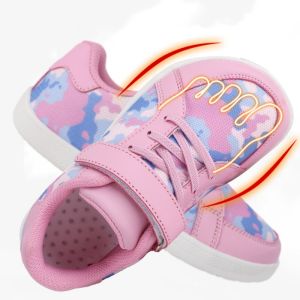 WuChu Breathable Kids Barefoot Shoes Lightweight PU Leather Sports Shoes Breathable Wide Toe Minimalist Sneakers Soft Knitting Girls Boys Casual Shoes Size 26-36