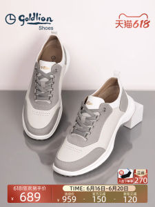 Goldlion Mens Casual Shoes Thick Bottom Leather Sports Outdoor Footwear Breathable Comfortable Running Shoes for Men
