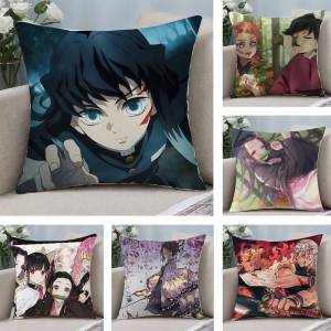 Bandai | Demon Slayer Akaza Upper Moon Anime Plush Pillow Cover Soft Short Plush Cushion Cover For Sofa Bedroom Home Decor Gift